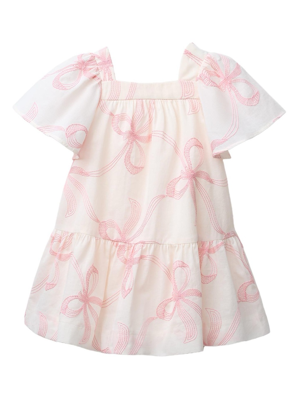 Zara White Dress with Pink Bow Print